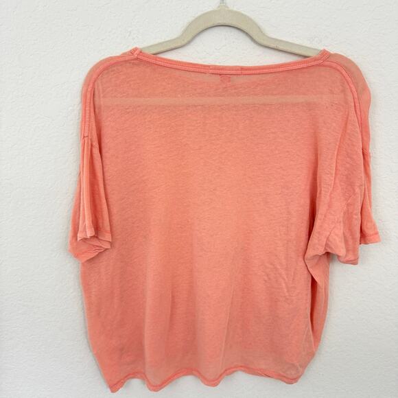 Marine Layer Womens Short Sleeve T Shirt Top Size XL Hemp Cotton Boxy Peach - Picture 3 of 5